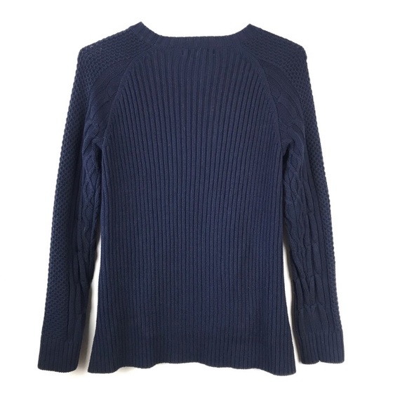 CABI Cable Knit Crew Neck Zipper Pullover Sweater - Picture 4 of 8